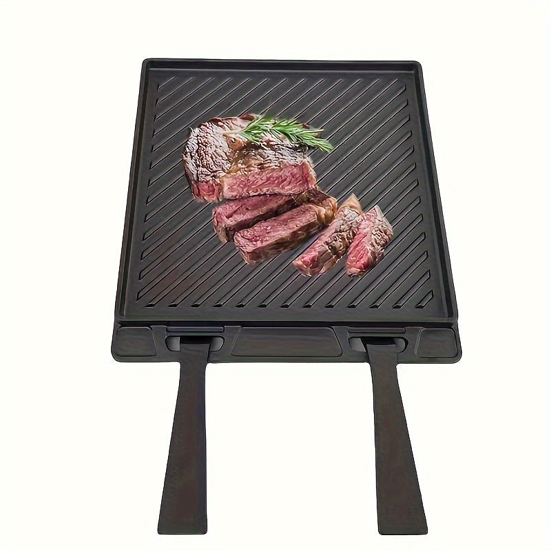 Cast Iron Pizza Pan With Removable Handle Double Sided BBQ Frying Pan