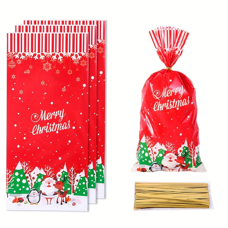 50pcs Christmas Candy OPP Packaging Bag Santa Claus Snowflake Gift Bag