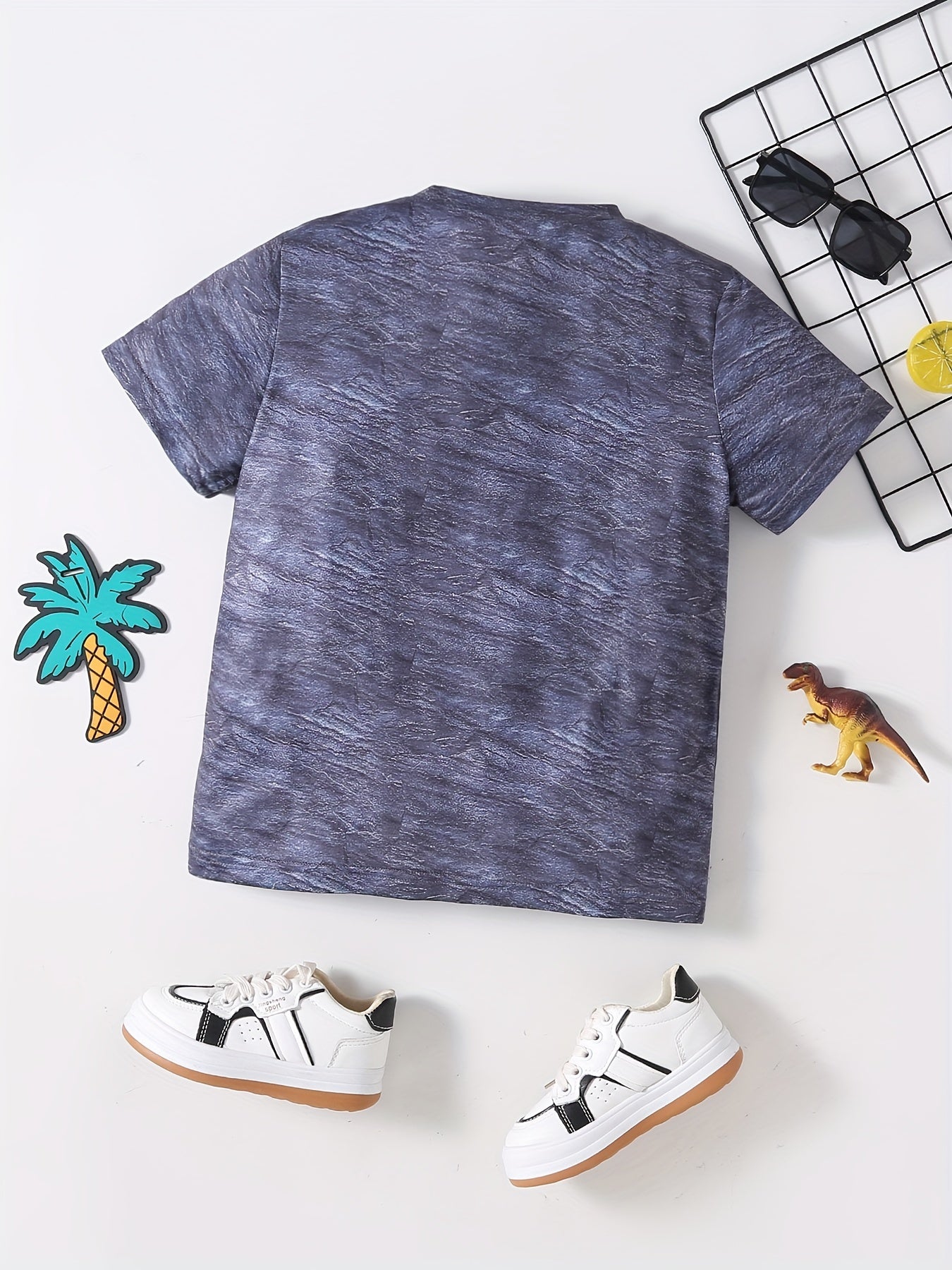 Boys' Dino Print Tee - Comfortable and Stylish Crew Neck T-shirt for Summer