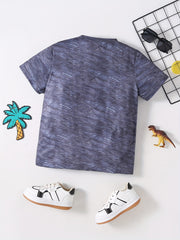 Boys' Dino Print Tee - Comfortable and Stylish Crew Neck T-shirt for Summer