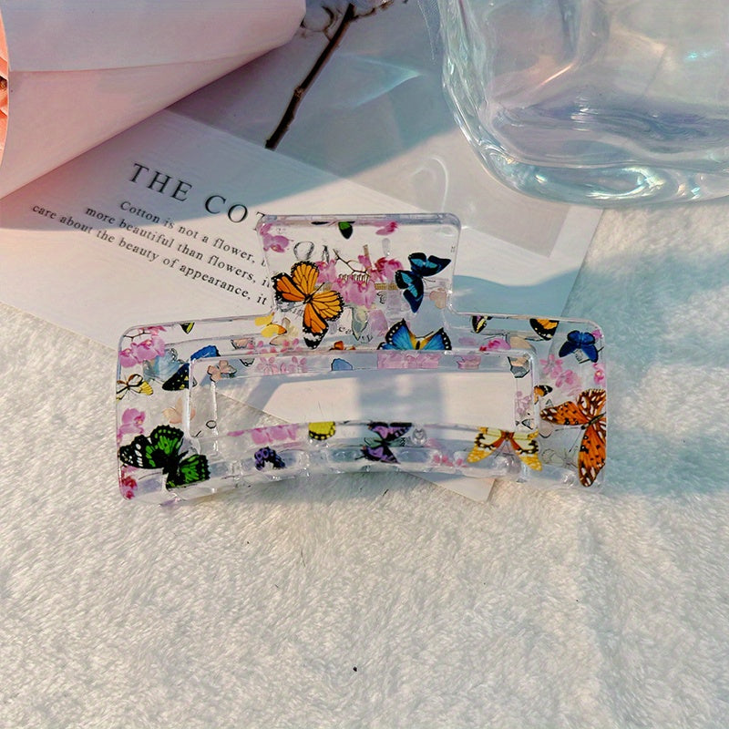 Y2K Acrylic Flower Hair Claw Clip Clear Hair Clamp Clip
