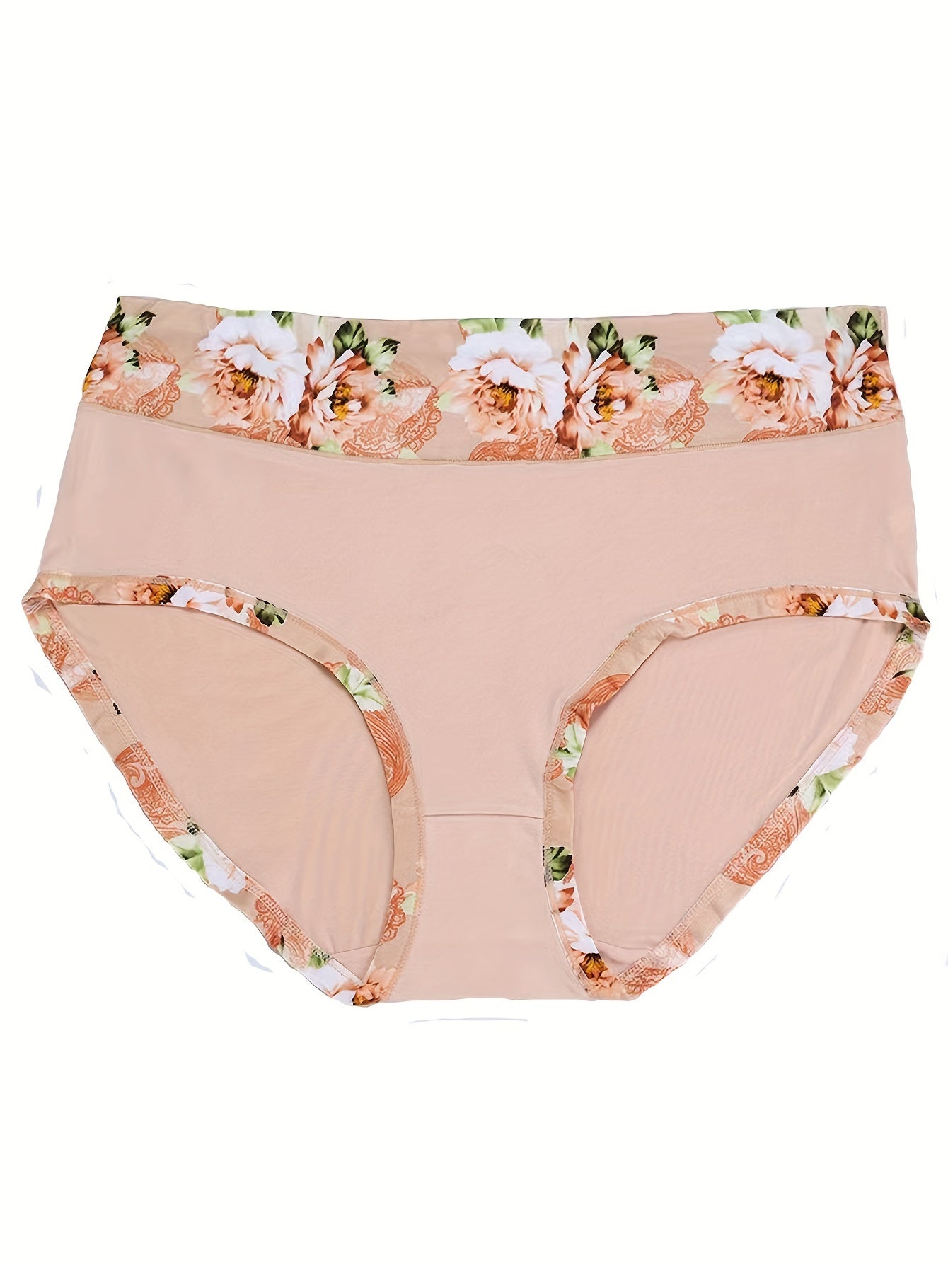 3 Pack Plus Size Floral Print High Waisted Briefs Set