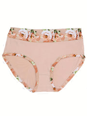 3 Pack Plus Size Floral Print High Waisted Briefs Set