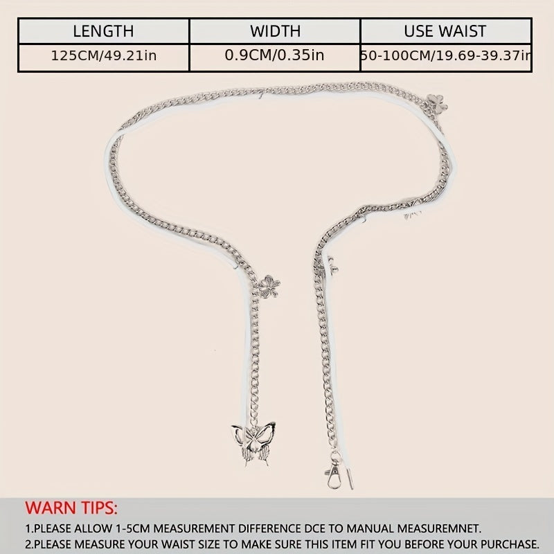 Butterfly Waist Chain with Tassel Silvery Belt for Women