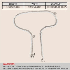 Butterfly Waist Chain with Tassel Silvery Belt for Women