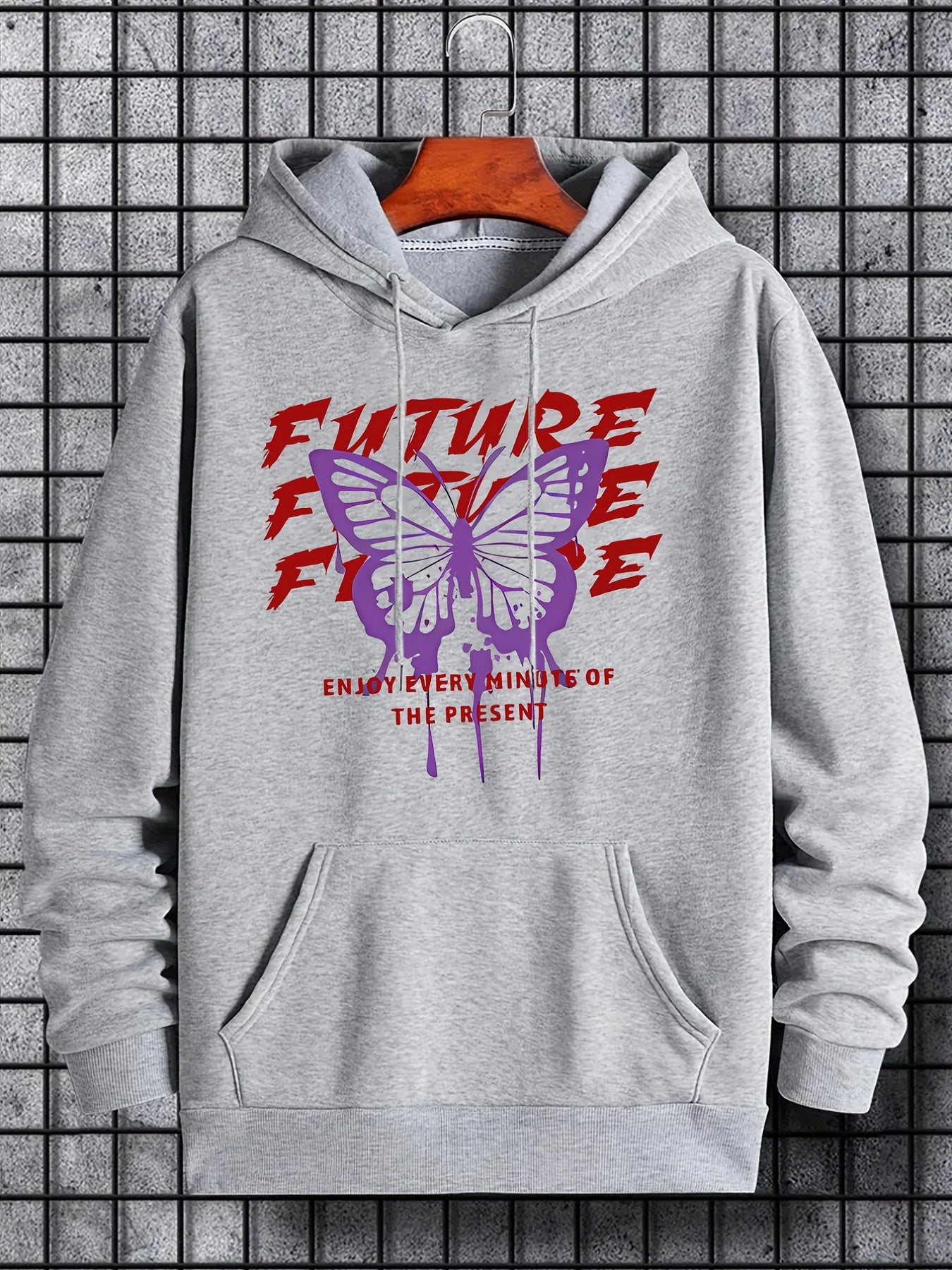 Men's Butterfly Print Hoodie Pullover Sweatshirt