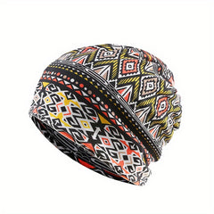 Geometric Pattern Baggy Slouchy Chemo Sleep Beanie Hat Elastic Cap