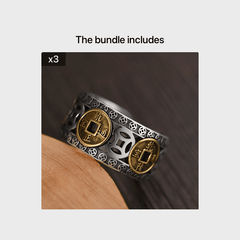 Lucky Five Emperor Copper Money Retro Domineering Ring