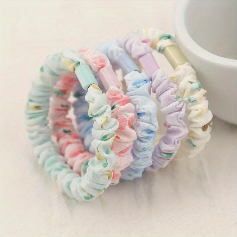 5pcs Fruit Print Scrunchies Hair Rope Ponytail Holder Hair Tie Hair Accessories