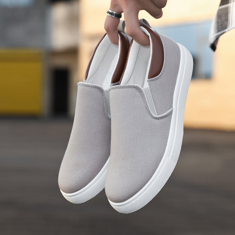 Men's Canvas Slip On Sneakers Loafers Khaki Grey