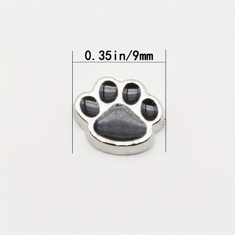 Pet Photo Frame Glass Charm I Love Dogs Dog Paw Bone Floating Animal 10 Pack