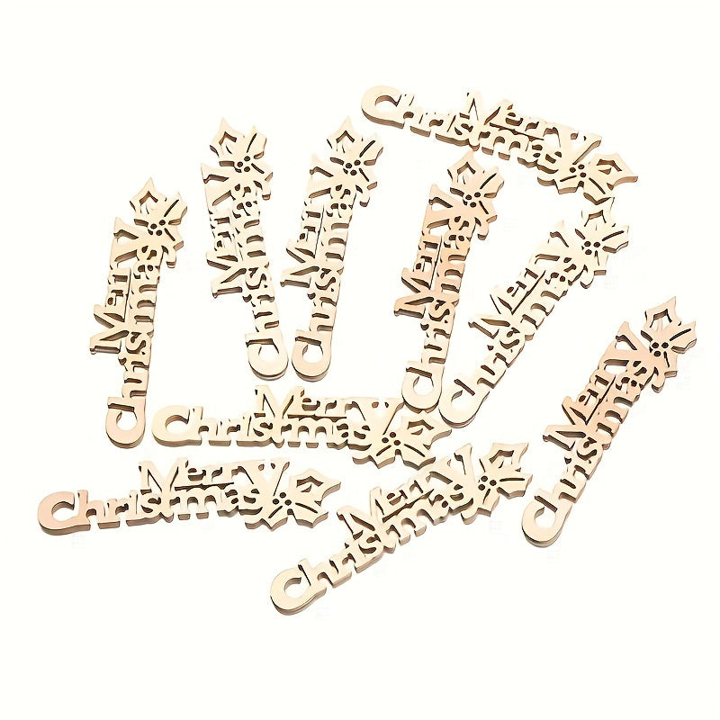 10pcs Merry Christmas Hanging Ornaments Wooden Letter Xmas Decoration