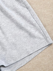  Solid High Rise Drawstring Loose Shorts