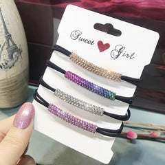 4pcs Rhinestone Hair Tie Ponytail Holder Hair Band Headwear