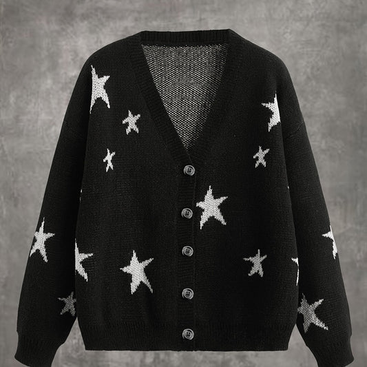  Y2K Star Print Cardigan