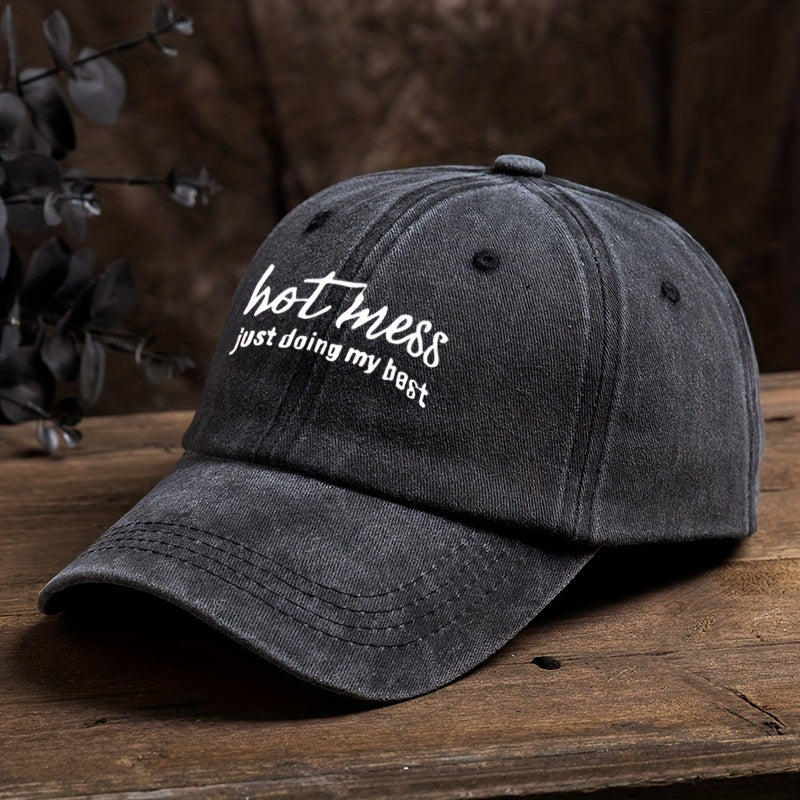 Letter Print Baseball Cap Vintage Peaked Cap