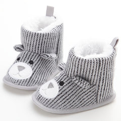 Cartoon Bear Soft Boots for Baby Boys - Warm Fleece Indoor Outdoor Walking