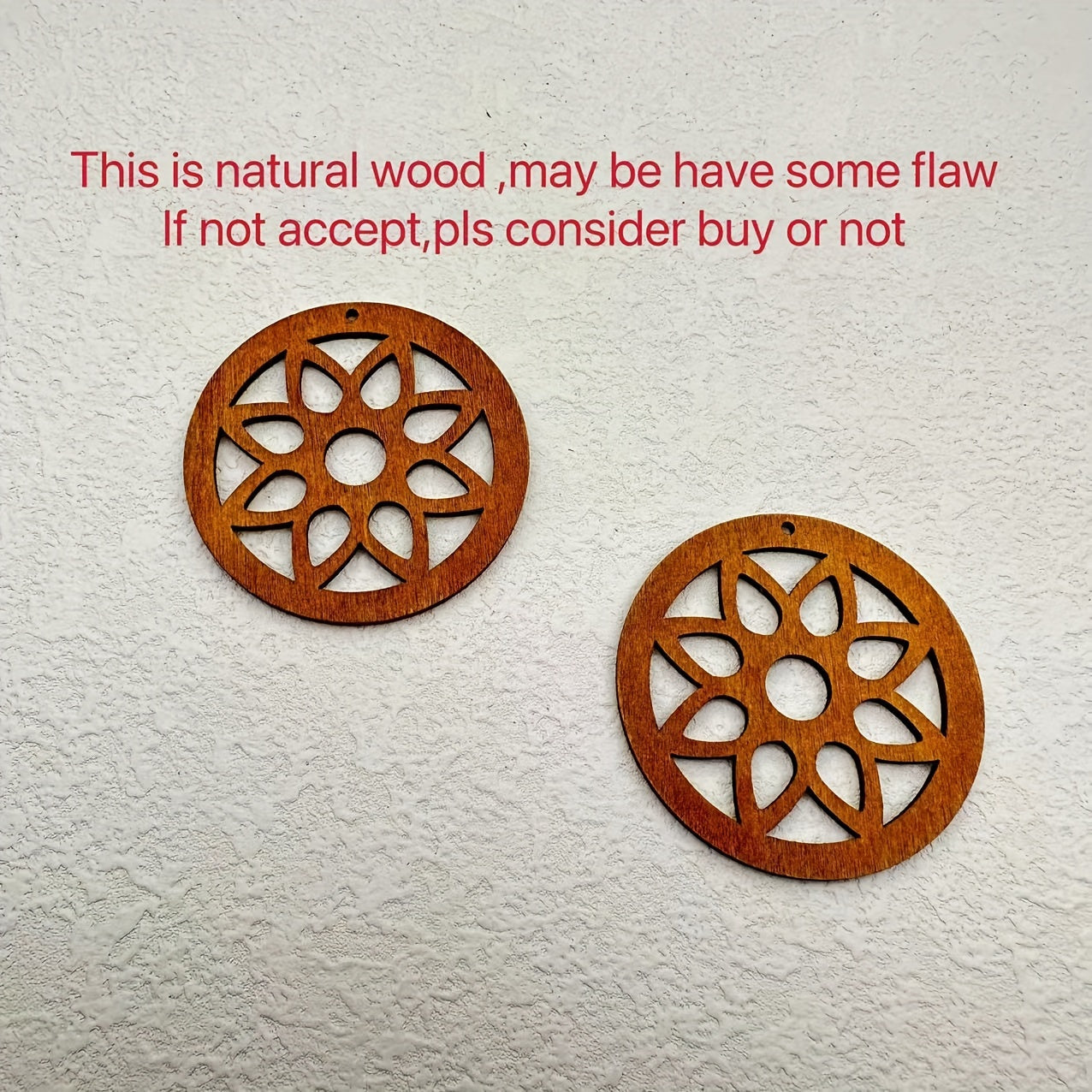 10pcs Round Sliced Pendant Wooden Earrings Necklace Crafts