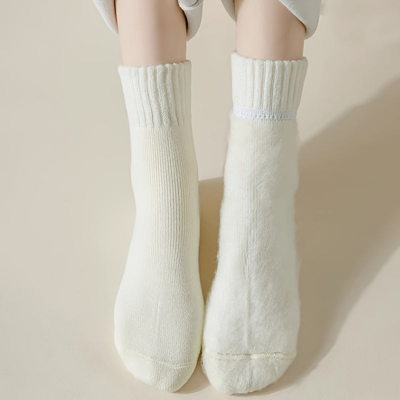 6 Pairs Plush Lined Mid Tube Socks for Women