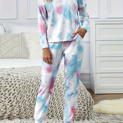 Women's Plus Tie Dye Long Sleeve Tee & Joggers Set