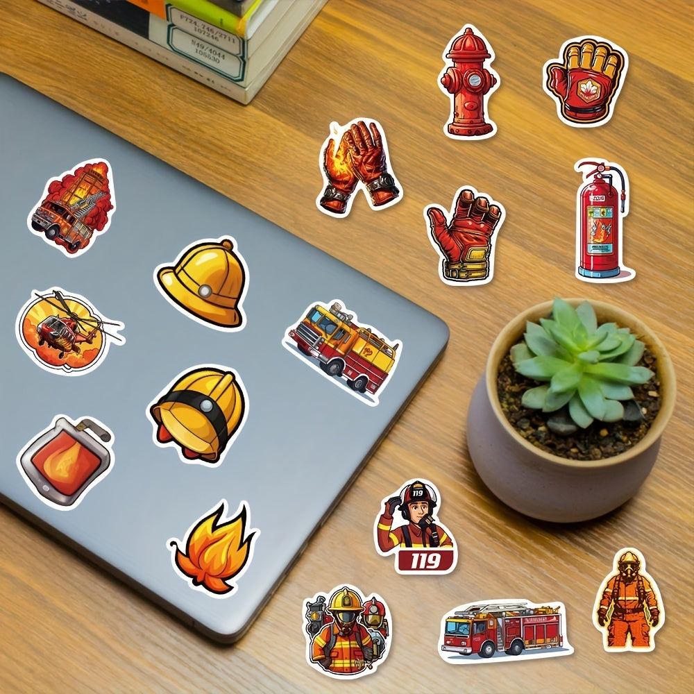 61pcs Firefighter Hero Stickers Fire Prevention Week Fire Safety Themed