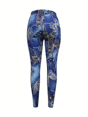  Butterfly Print Ombre High Rise Skinny Leggings
