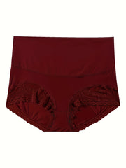 Contrast Lace Trim High Rise Tummy Control Shapewear Boy Shorts