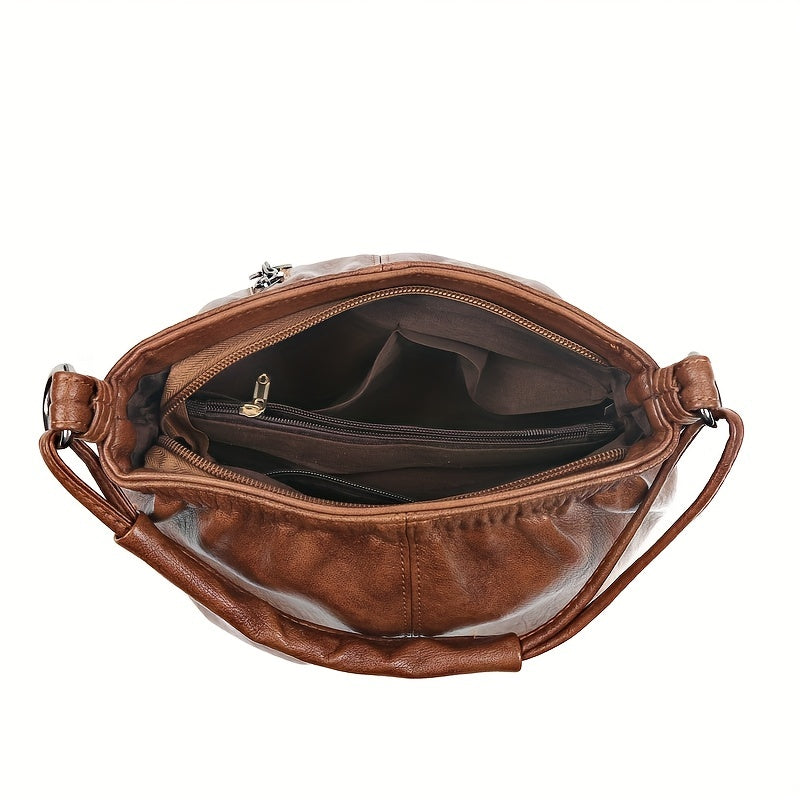 Vintage PU Leather Crossbody Bag Retro Shoulder Bag Women's Handbag