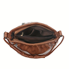 Vintage PU Leather Crossbody Bag Retro Shoulder Bag Women's Handbag