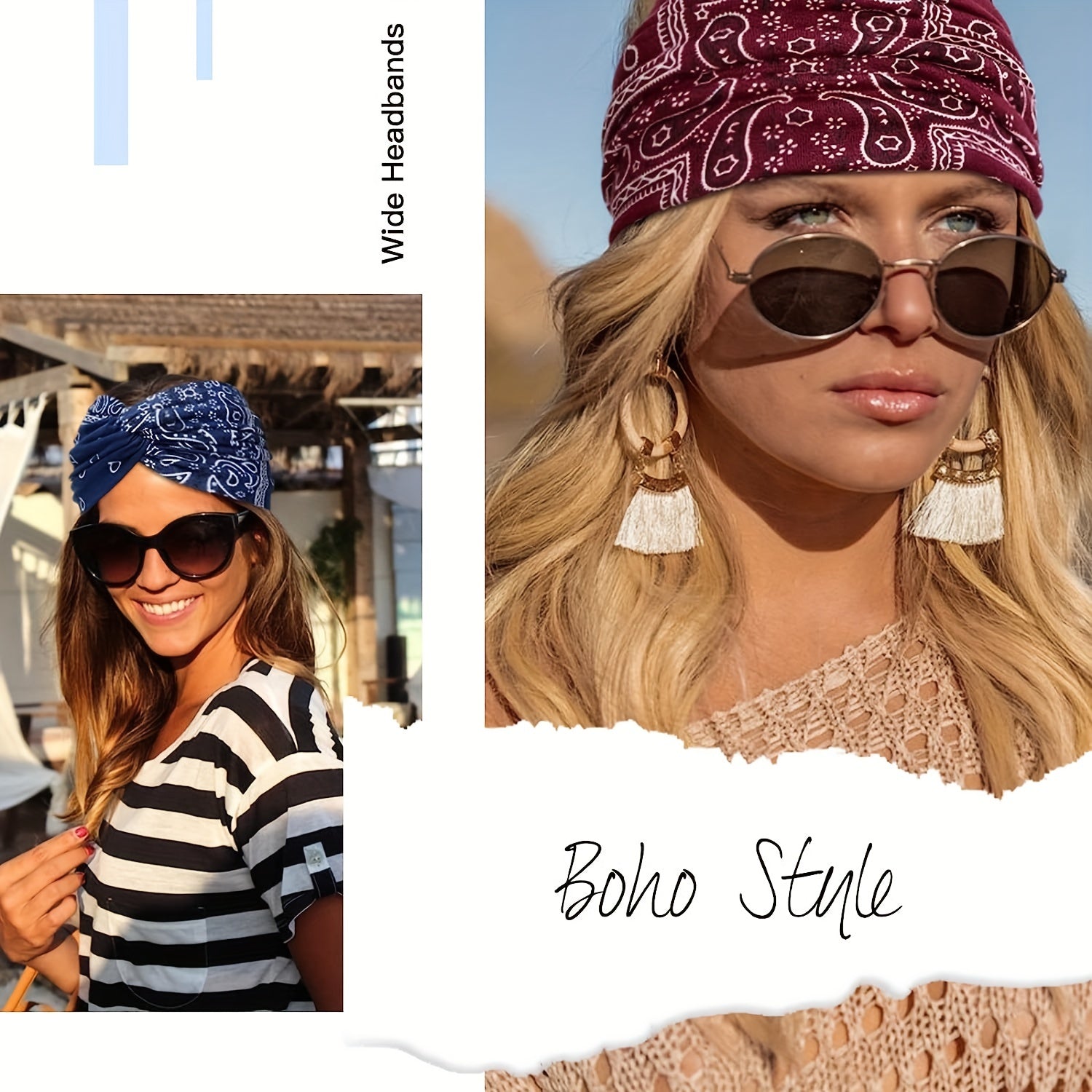 6pcs Floral Criss Cross Headbands for Women Girls