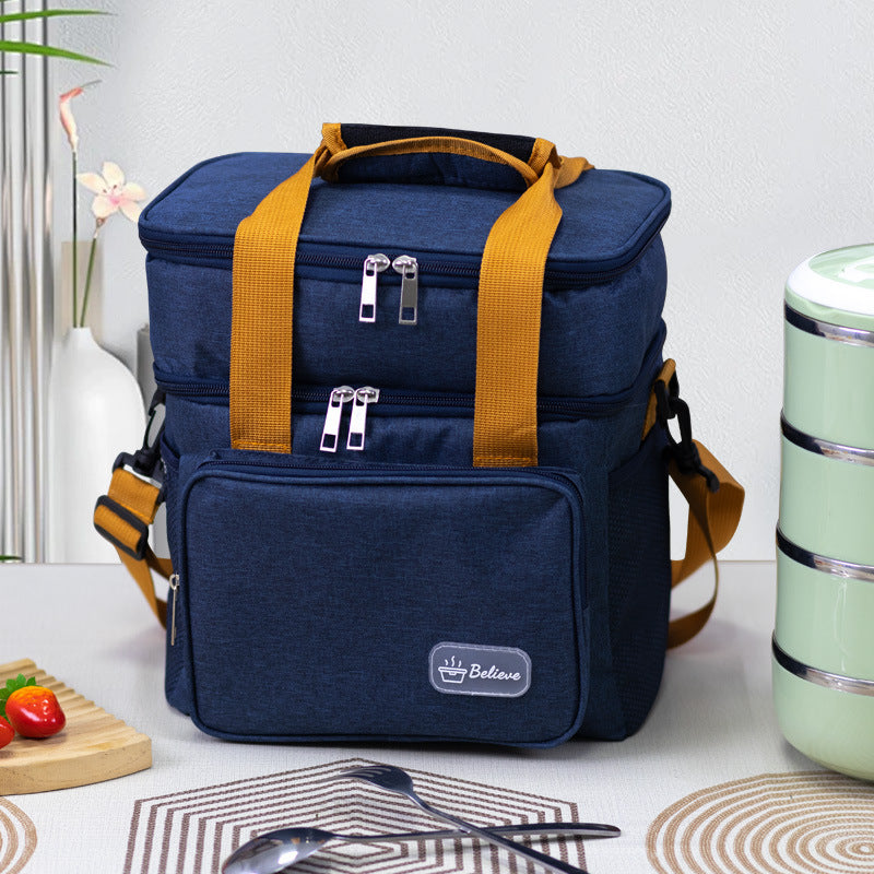 Stylish Insulated Lunch Bag Double Layer Waterproof Large Capacity