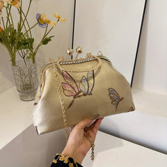Vintage Sequins Embroidery Evening Handbag Chain Crossbody Bag