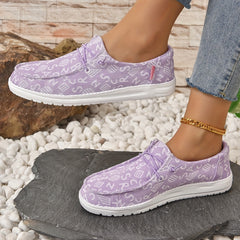 Women's Letter Graphic Slip-On Loafers Casual Walking Shoes