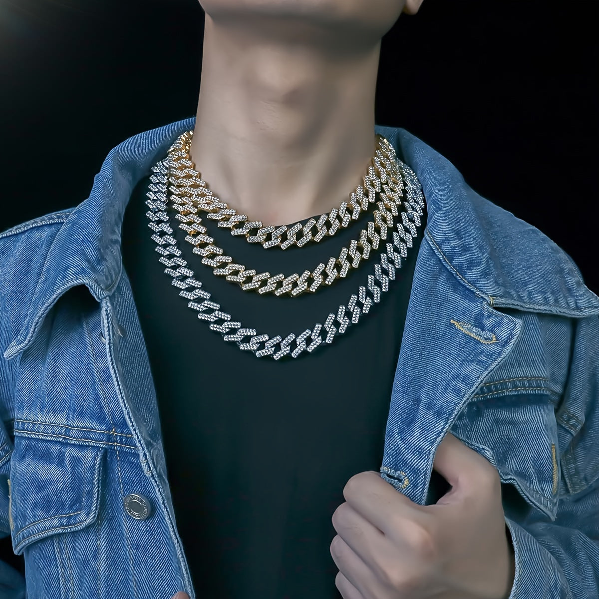 Cuban Link Rhinestone Chain Necklace