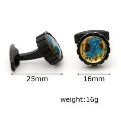 Round Men's Cufflinks Map Design
