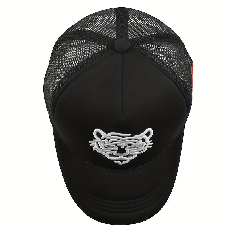 Unisex Sunshade Mesh Baseball Cap Tiger Embroidery