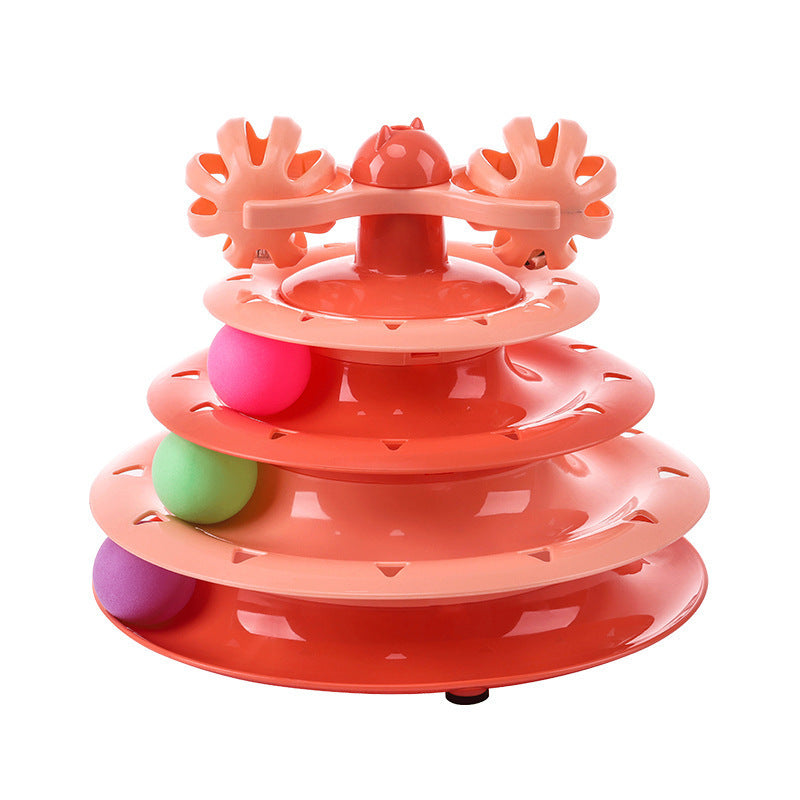 Interactive Cat Toy Roller with 4 Levels and Balls