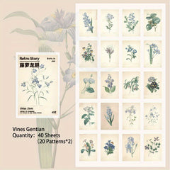40 Sheets Mini Vintage Scrapbook Paper Stationery Material for DIY Journaling
