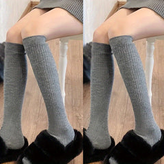 2 Pairs Solid Knee High Socks Women's Stockings