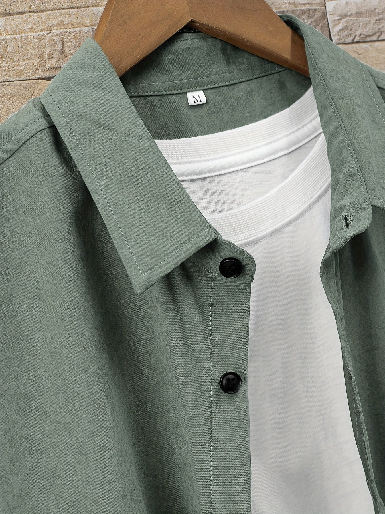 Men's Solid Short Sleeve Shirt for Autumn