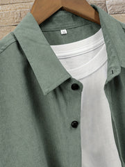 Men's Solid Short Sleeve Shirt for Autumn