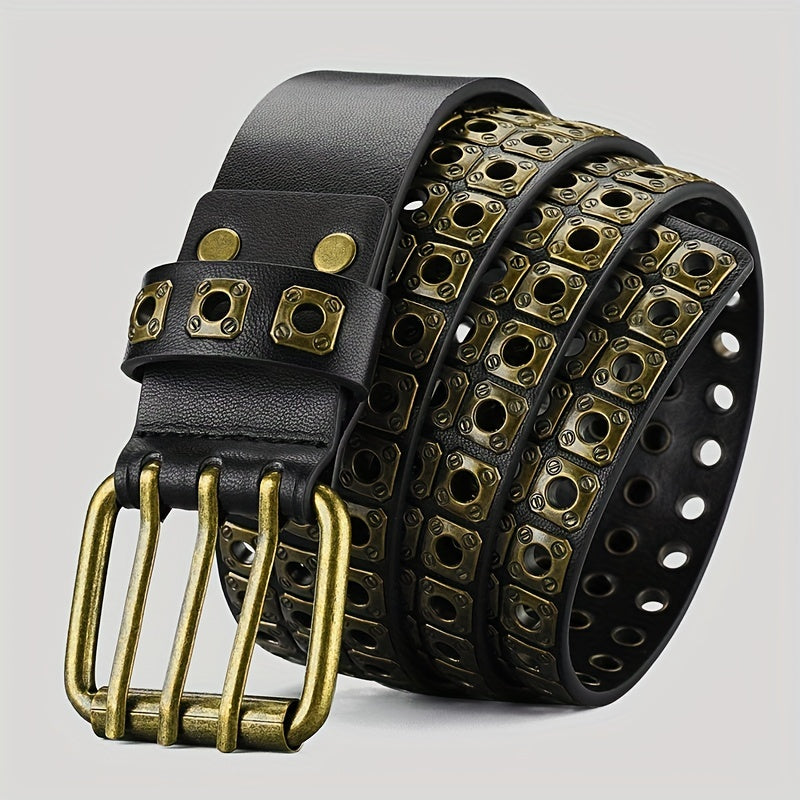 Full Metal Rivet Wide Waist Belt Punk Hip Hop Jeans Belt