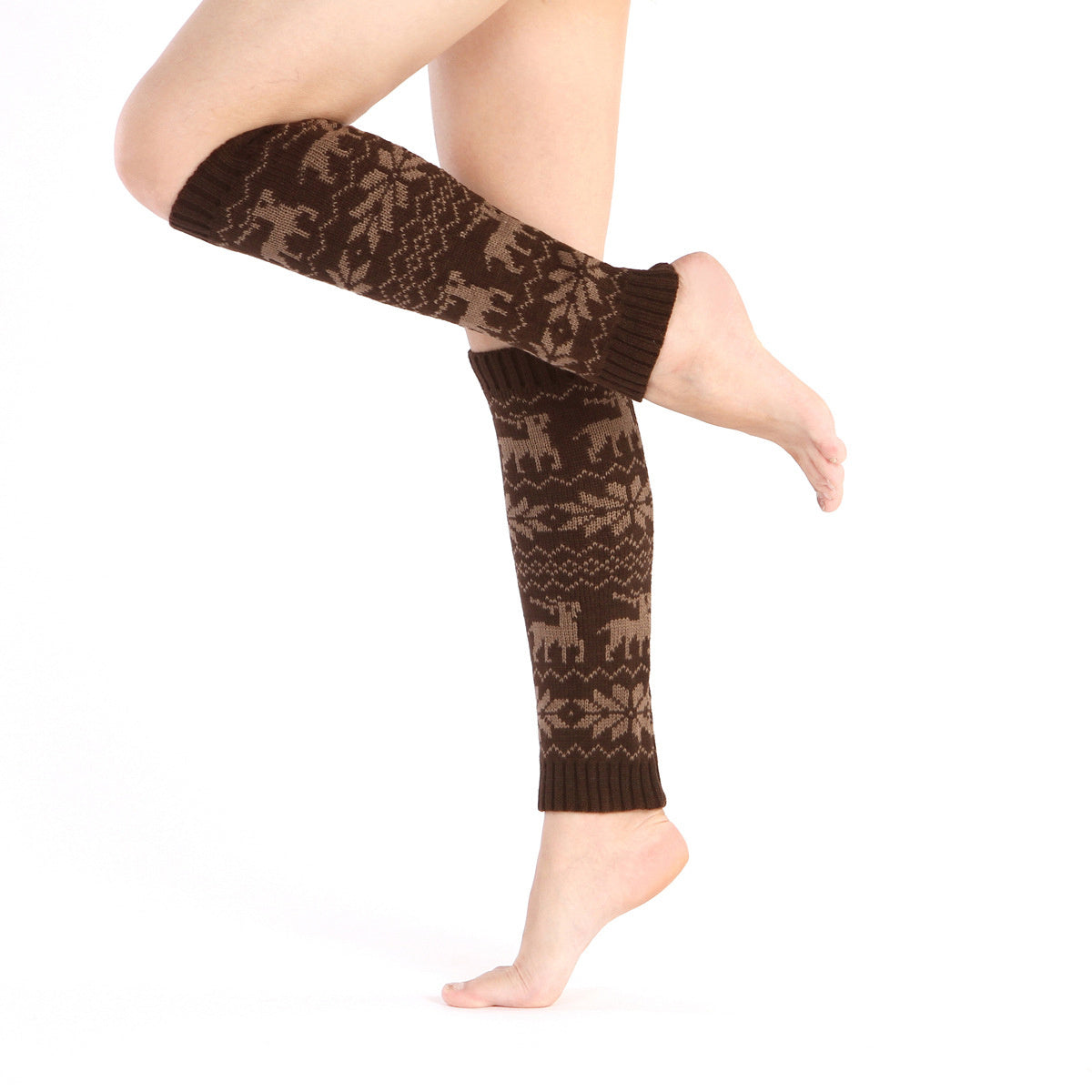 Christmas Knit Leg Warmers Rib Knit Knee High Leg Warmer Socks