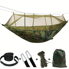 200kg Hammock w/ Carabiners, Straps, Carry Pocket - Camping, Travel, Beach
