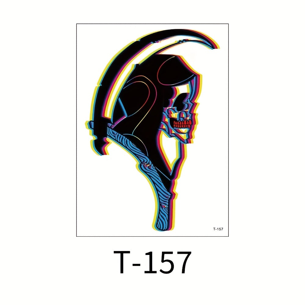 Waterproof Big Flower Arm Tattoo Stickers Halloween Horror Tattoo