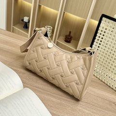 Quilted Heart Pattern Underarm Bag PU Leather Textured Bag Purse