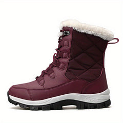 Women's Plush Lined Snow Boots Waterproof Thermal Lace Up Winter Outdoor Shoes