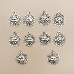 10pcs Antique Silver Sun Shape Charms Pendant for DIY Jewelry