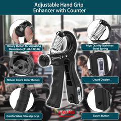 Adjustable Hand Grip Strength Trainer with Counter - Portable Muscle