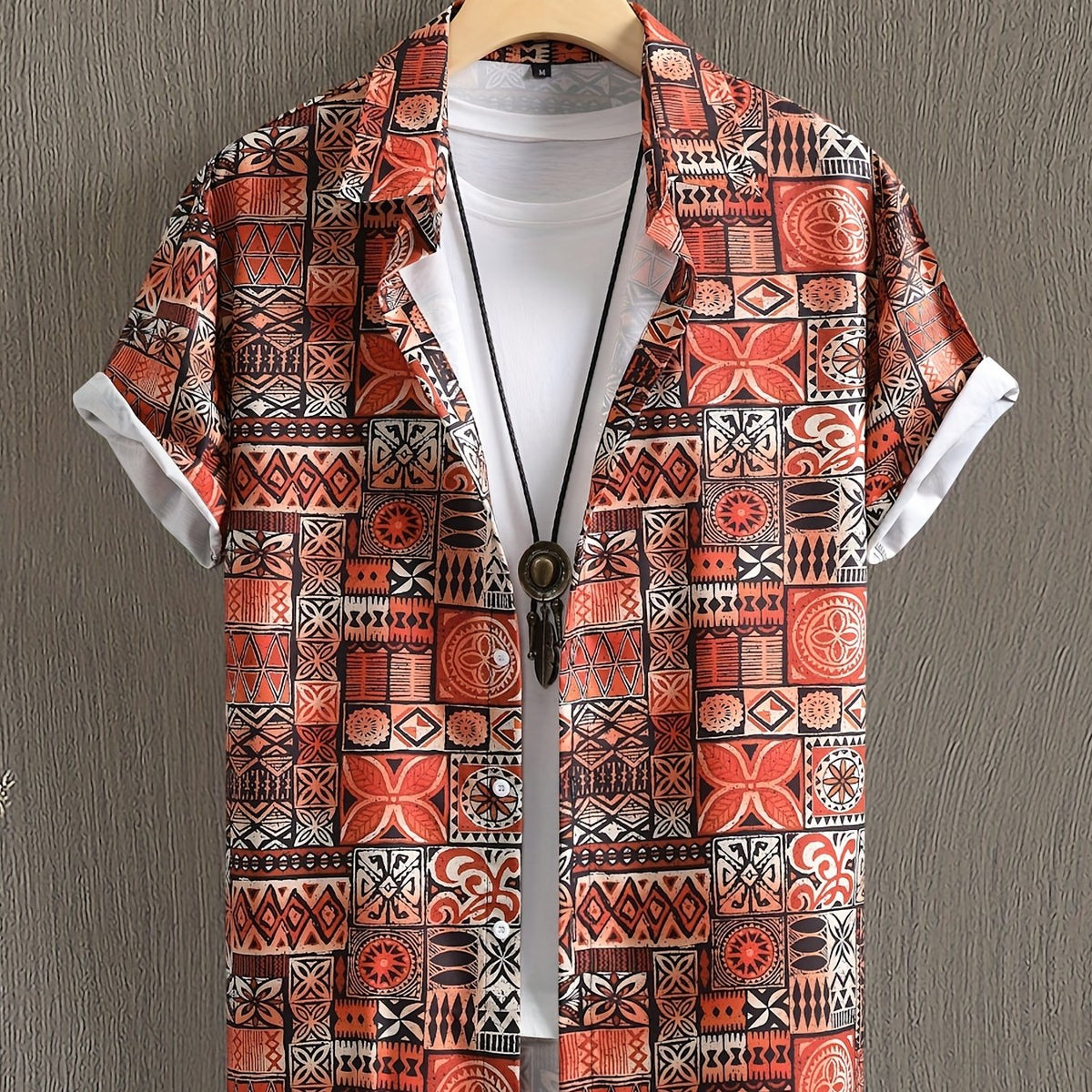 Men's Hawaiian Shirt Allover Print Button Up Short Sleeve for Beach Vacation
